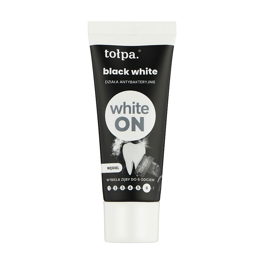 Відбілювальна зубна паста Tolpa White On Black White Toothpaste Активоване вугілля, 20 мл
